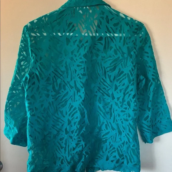 White Stag Vibrant Teal Button-Down 3/4 sleeve Casula Top Sz XL - Picture 4 of 6